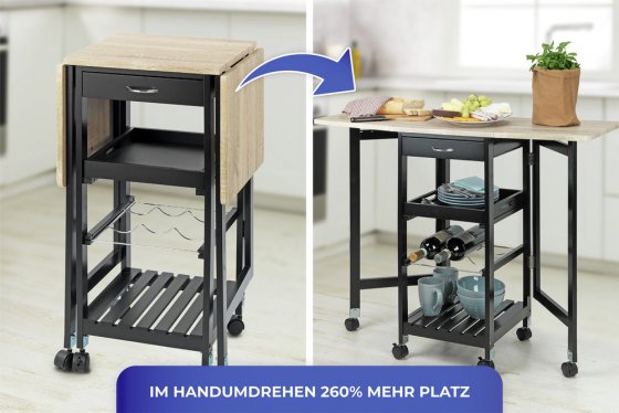Rollwagen ausklappbar, multifunktionaler Küchenrollwagen 