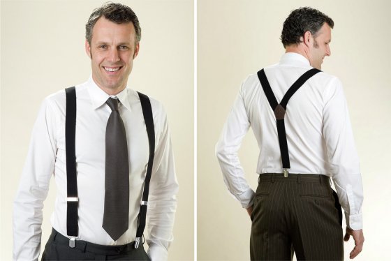 Hosenträger Schwarz, klassische Y-Form 