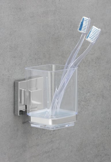 Vacuum-Loc® Zahnputzbecher Mod. Quadro Edelstahl, Befestigen ohne bohren 