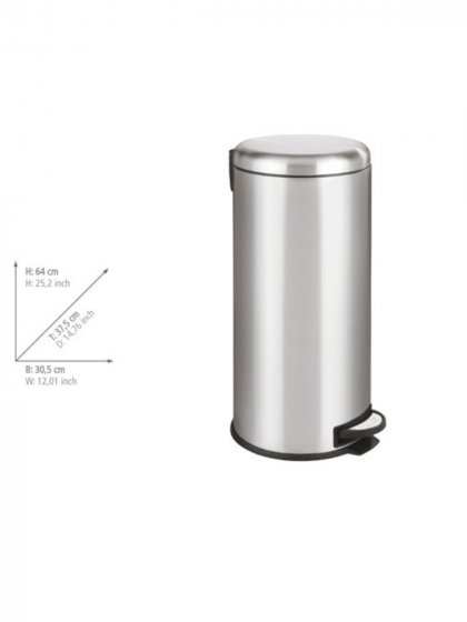 Treteimer Mod. Leman Easy Close Edelstahl 30L, mit herausnehmbarem Einsatz