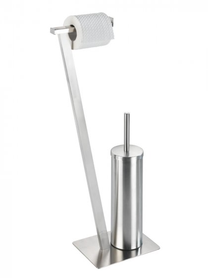 Stand WC-Garnitur Mod. Lirio Edelstahl matt, WC-Bürstenhalter mit Rollenhalter 