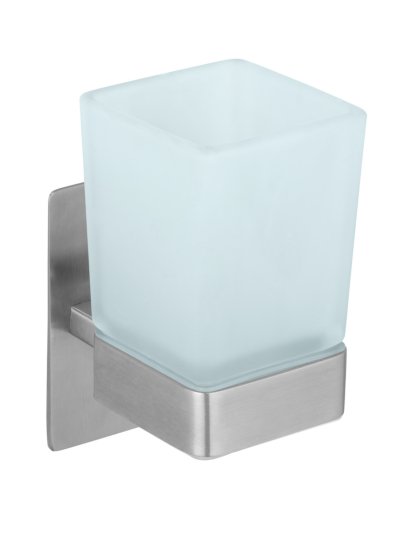Turbo-Loc® Zahnputzbecher Mod. Genova Matt, Abnehmbarer Becher aus satiniertem Glas 