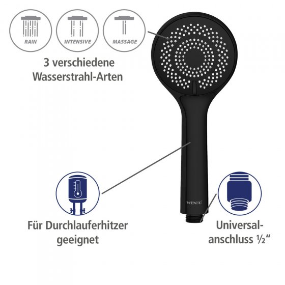 Duschkopf Watersaving Ø 96 cm 3 Funktionen, Ø 9,5 cm 