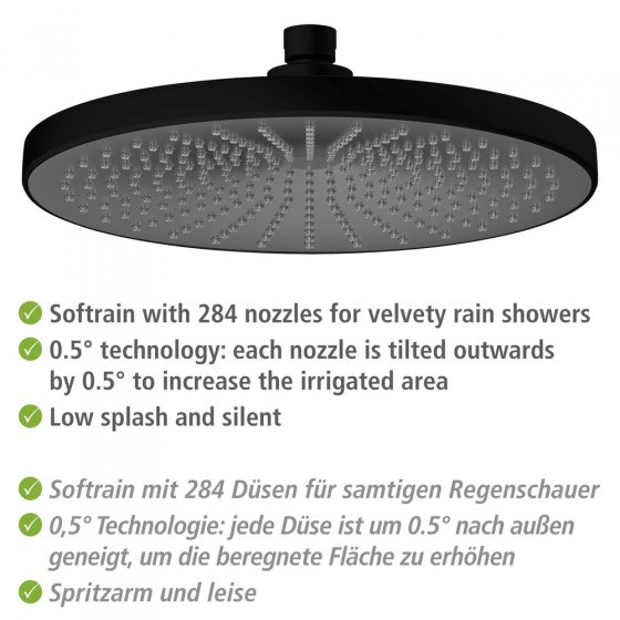 Regenduschkopf Ultimate Shower Schwarz/Grau, Ø 25 cm 