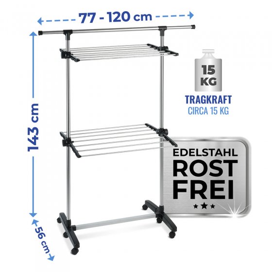 Platzspar-Wäschetrockner, aus rostfreiem Edelstahl