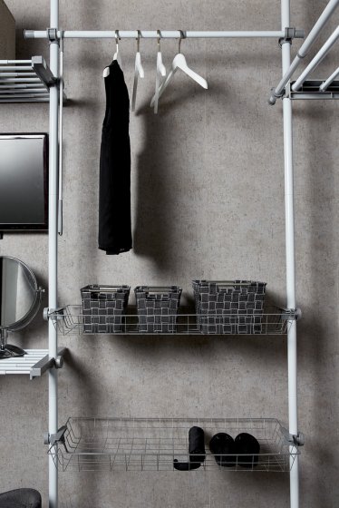 Teleskop-System Mod. Herkules Duo, mit 3 Kleiderstangen und 2 Ablagekörben