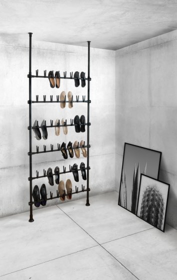 Teleskop-System Mod. Herkules Shoes Schwarz, ausziehregal für 48 Paar Schuhe 