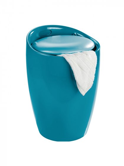 Hocker Mod. Candy Petrol, mit abnehmbarem Wäschesammler 