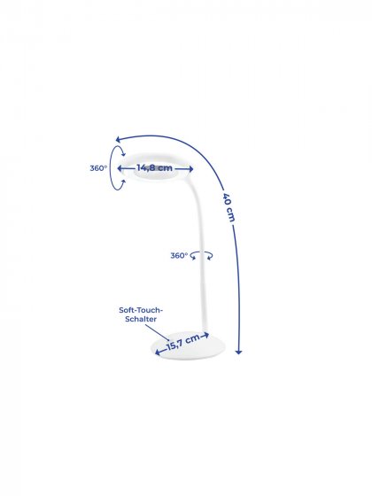 LED-Schreibtischleuchte 8-fach Lupe, Weiß, Lampe mit 24 LEDs 