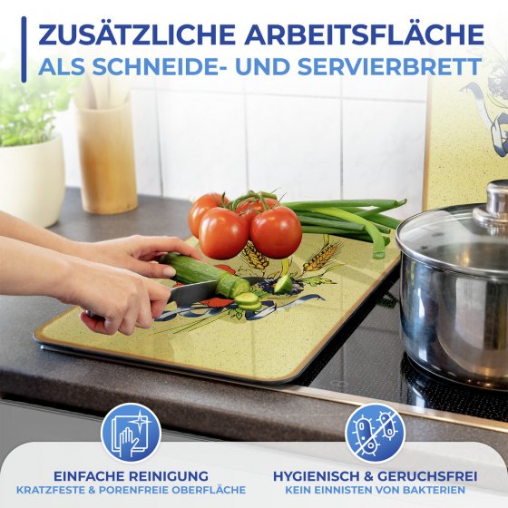 Herdabdeckplatte Universal Mod. Kornblumen, 2er Set, für alle Herdarten geeignet