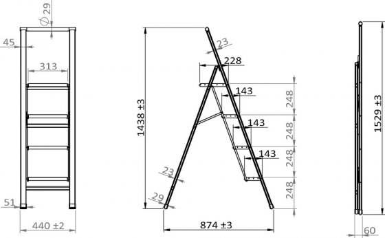 Alu-Design Klapptrittleiter 4-stufig Weiß, rutschsichere Stufen