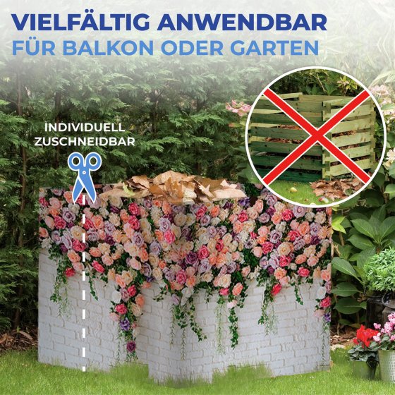 Balkon-Sichtschutz Rosen, 5 m, UV- und witterungsbeständig 