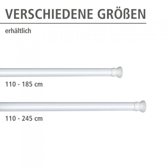 Teleskop Duschstange extra stark Weiß 110 - 185 cm, extra stabil mit Ø 2,8 cm