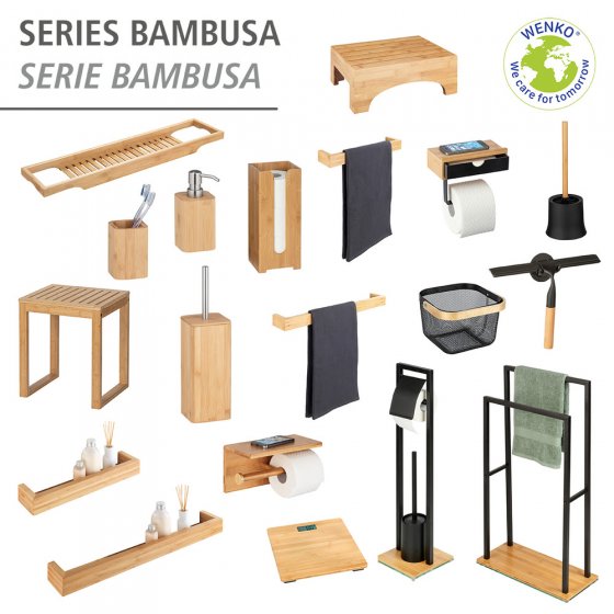 Turbo-Loc® Badezimmerwischer Mod. Bambusa, aus Bambus und Edelstahl