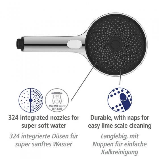 Brauseset Softwater Chrom, Länge Stange: 68 cm