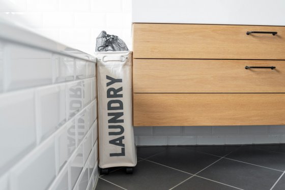 Wäschesammler Mod. Corno Beige, Wäschekorb, 43 l 