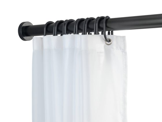 Teleskop-Duschstange Mod. Luz 70-115 cm, Schwarz, ausziehbar, aus rostfreiem Aluminium 