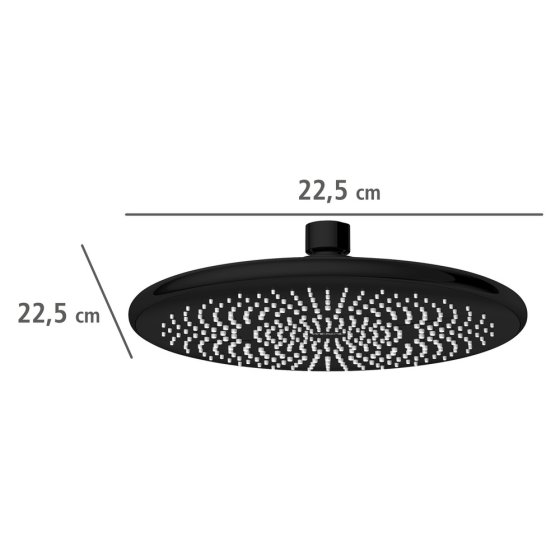 Regenduschkopf Schwarz, Ø 22,5 cm 