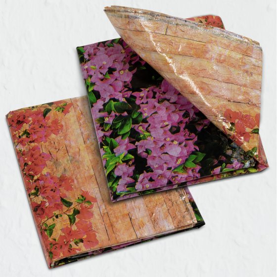 Balkon-Sichtschutz Mauer-Blumen, 5 m, UV- und witterungsbeständig 