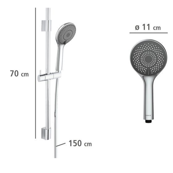 Brauseset Watersaving Chrom, Länge Stange: 70 cm 