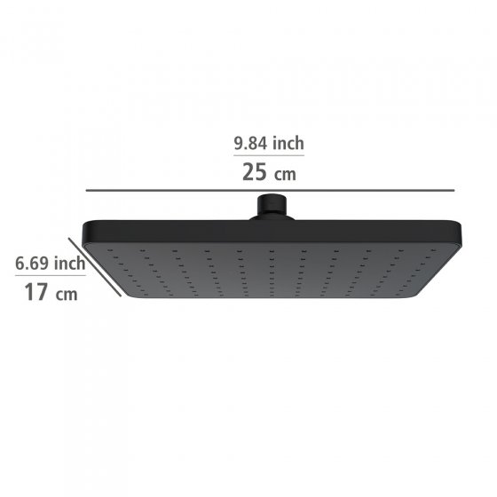 Regenduschkopf Automatic Cleaning Schwarz, 25 x 17 cm