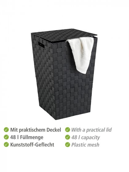 Wäschetruhe Mod. Adria Square Schwarz, 48 ltr. Fassungsvermögen 