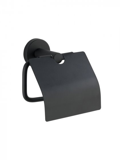 Toilettenpapierhalter Edelstahl Mod. Bosio Black matt mit Deckel, rostfrei 