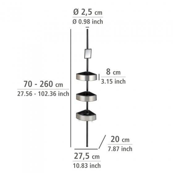 Teleskop-Duschecke Mod. Premium Big Black, Edelstahl rostfrei