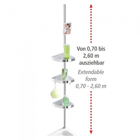 Teleskop Duschecke Premium glänzend, mit 3 Ablagen und Spiegel 