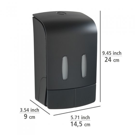 2-Kammer Desinfektionsmittel- und Seifenspender Mod. Tartas Schwarz, Füllmenge je Kammer: 480 ml 