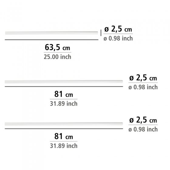 Winkelstange Universal extra stark Weiß, 3 verschiedene Kombinationsmöglichkeiten