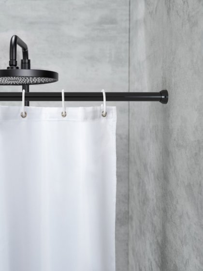 Teleskop-Duschstange Schwarz 110 - 185 cm, aus rostfreiem Aluminium