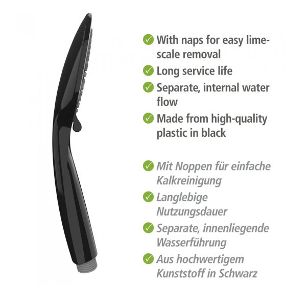 Brauseset Mod. Young Schwarz, Länge Stange: 66 cm