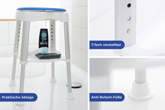 Dusch-Stuhl, Duschhocker mit praktischen Funktionen