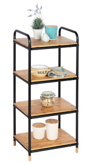 Regal Mod. Loft aus Bambus mit 4 Etagen, Badezimmerregal, Wohnregal