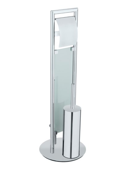 Edelstahl Stand WC Garnitur Mod. Sulmona, WC-Bürste mit Silikon-Bürstenkopf 