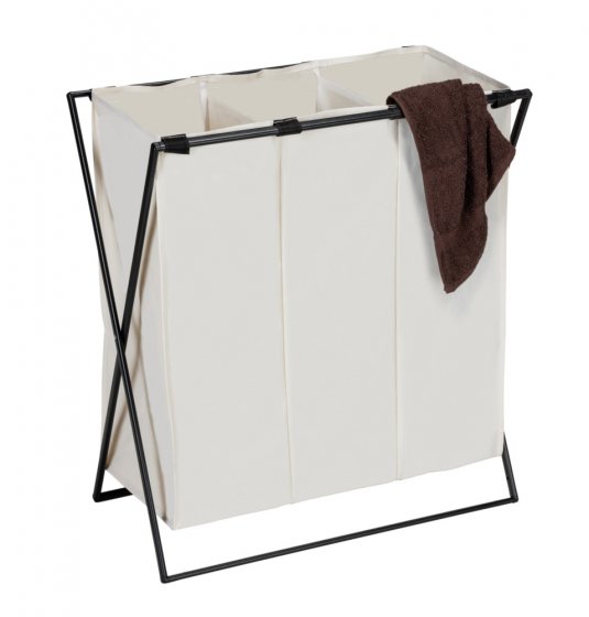 Wäschesammler Mod. Trio XL Beige, mit drei Fächern 