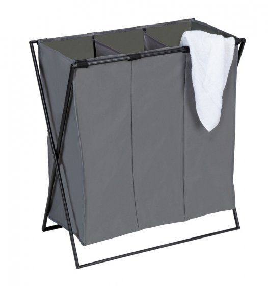 Wäschesammler Mod. Trio XL Grau, mit drei Fächern 