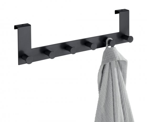Türgarderobe Mod. Celano Schwarz, 6 Haken, für Türfalzstärken bis 2 cm 