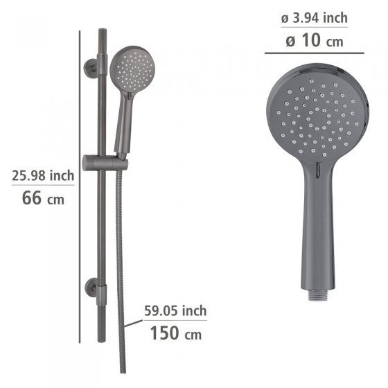 Brauseset Mod. Young Gunmetal Grey, Länge Stange: 66 cm 