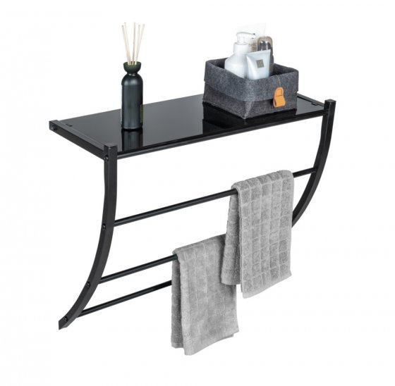 Wandregal Mod. Tarderia Schwarz, Ablage aus Glas 