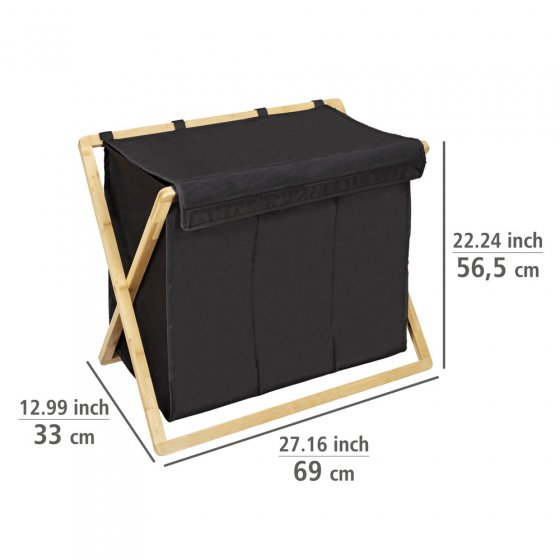 Wäschesammler Trio Mod. Ecori, FSC®-zertifizierter Bambus, recyceltes Polyester 