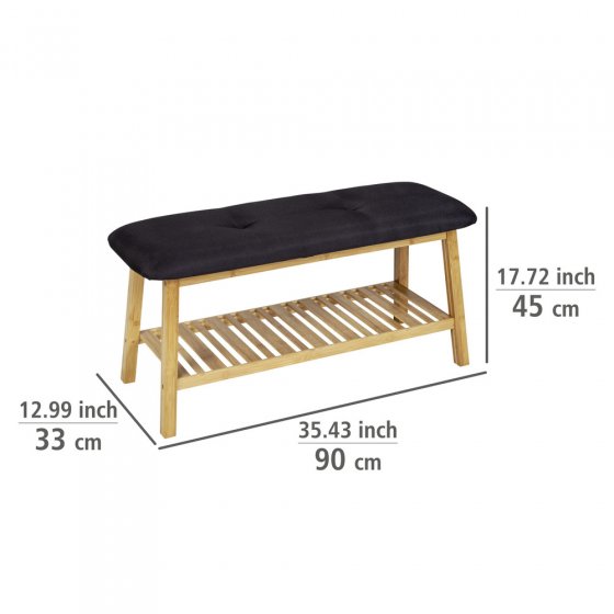 Schuhbank mit Sitzpolster Mod. Ecori, FSC®-zertifizierter Bambus, recyceltes Polyester 