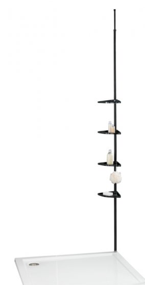 Teleskop-Regal Mod. Opal, Schwarz, Duschstange, klemmbar