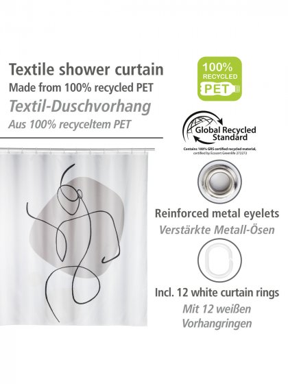 Duschvorhang Mod. Ladyline, 180 x 200 cm, Textil (100 % recyceltes Polyester)