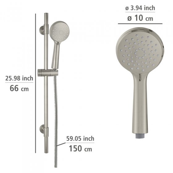 Brauseset Mod. Young Edelstahl gebürstet, Länge Stange: 66 cm 