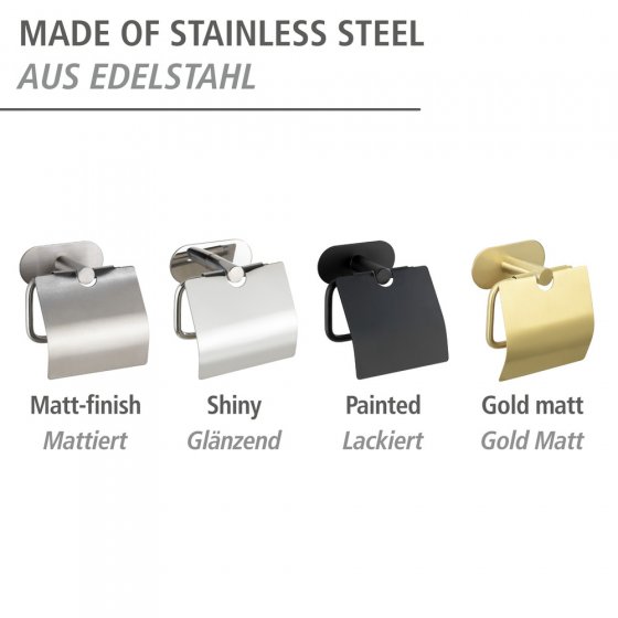 Turbo-Loc® Toilettenpapierhalter mit Deckel Mod. Orea Gold Matt, Befestigen ohne bohren 