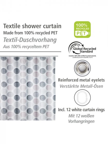 Duschvorhang Mod. Pastell Dots, 180 x 200 cm, Textil (100 % recyceltes Polyester)