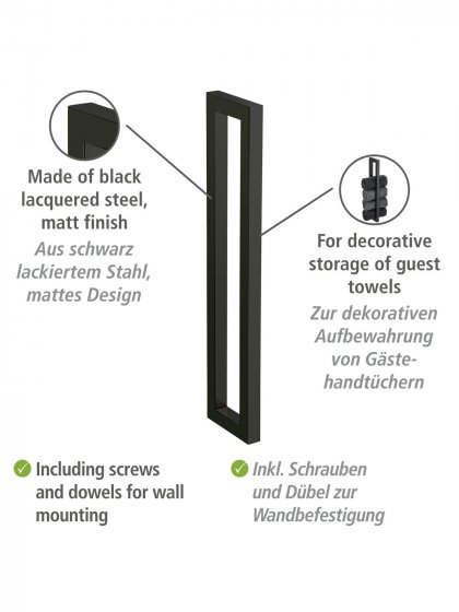 Handtuchhalter Mod. Reitani Schwarz matt, aus lackiertem Stahl