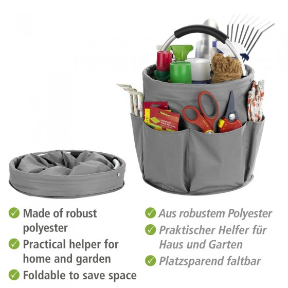 Universal Reinigungs Caddy 16 l, Anthrazit, mit 6 Außentaschen für Schwämme und Tücher 